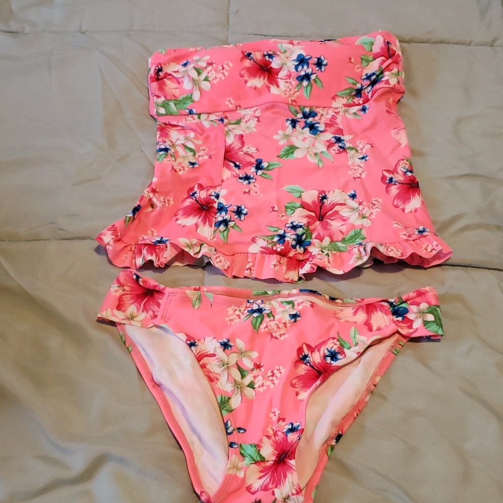 Tankini top with a bikini bottom